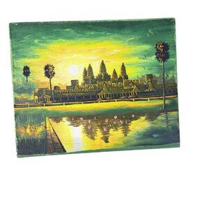 Cambodia temple Angkor Wat small painting green